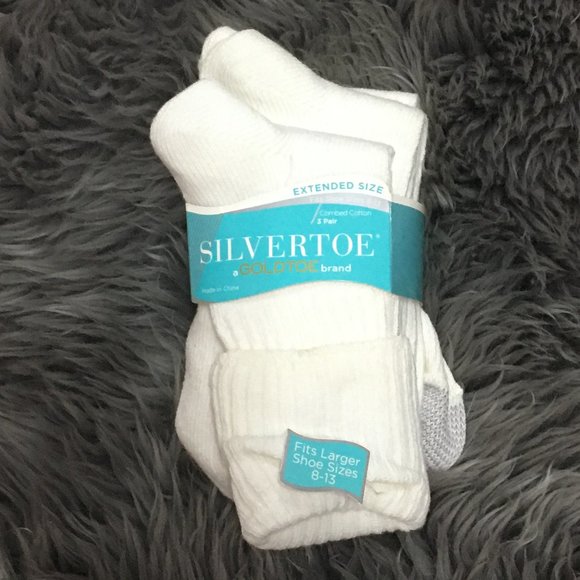 Silvertoe | Women's Socks | Size 8-13 | 3 Pairs | White - Picture 1 of 2